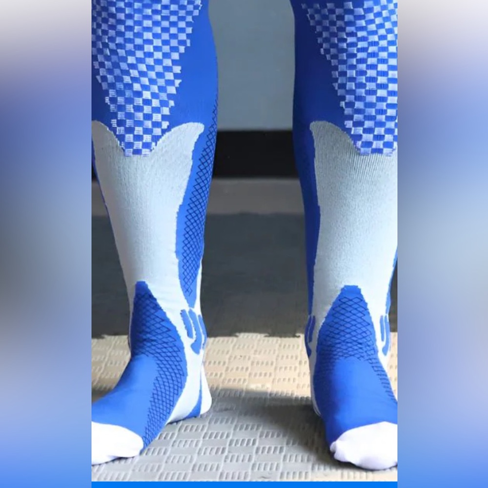 Squeeze Gear Blue and Gray Performance Socks